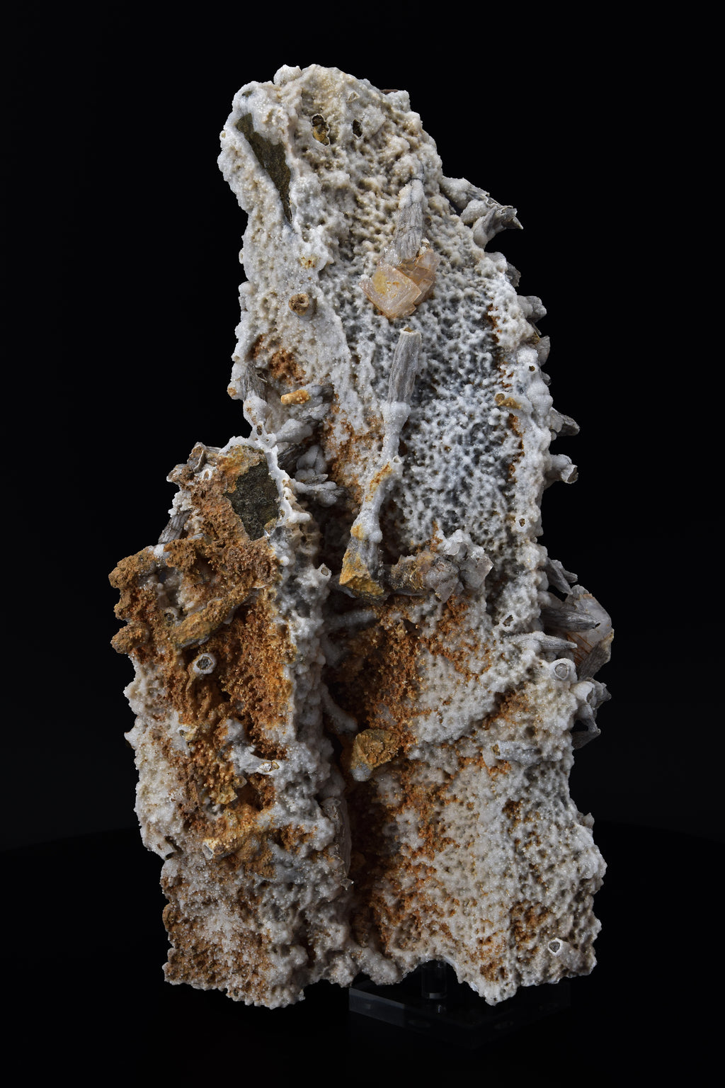 Calcite (UV) & Quartz sur pseudomorphes de calcite - Lesotho (Very Large Cabinet; 30 x 15.5 x 8.5 cm; 2724 g)