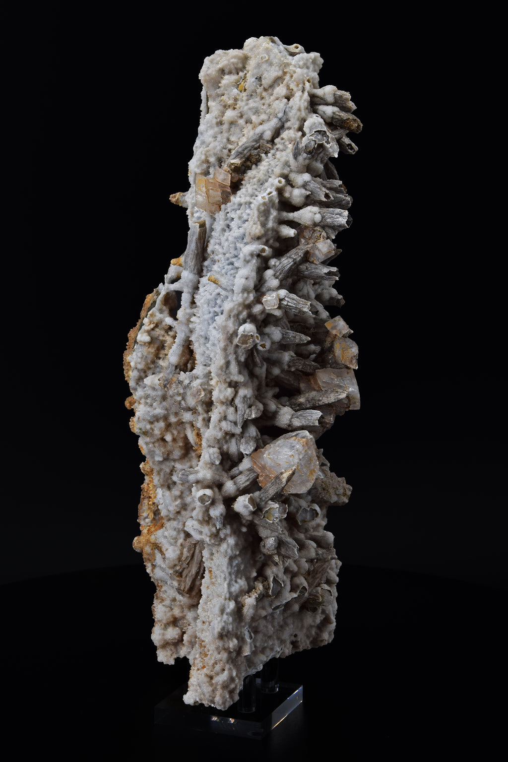 Calcite (UV) & Quartz sur pseudomorphes de calcite - Lesotho (Very Large Cabinet; 30 x 15.5 x 8.5 cm; 2724 g)