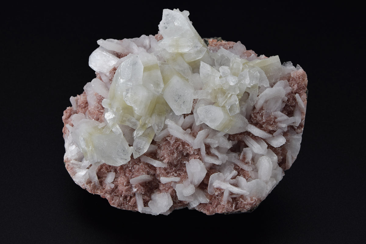 Apophyllite & Stilbite sur Heulandite - Inde (Cabinet; 11 x 9 x 5 cm; 345 g)