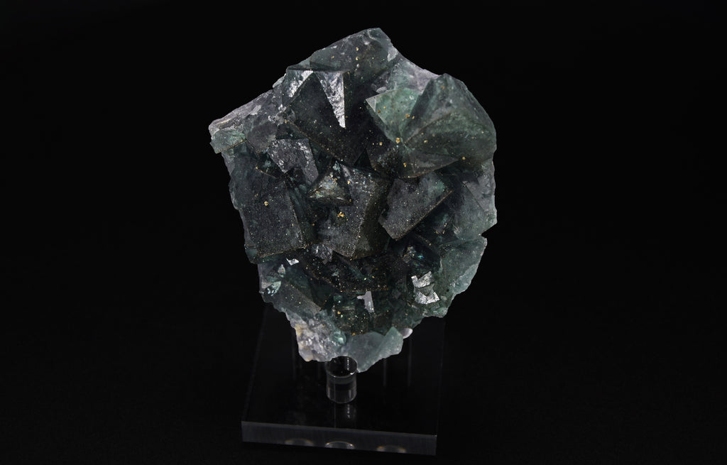 Fluorite (UV) & Pyrite - Nigeria (Small Cabinet; 9 x 8 x 3 cm; 239 g)