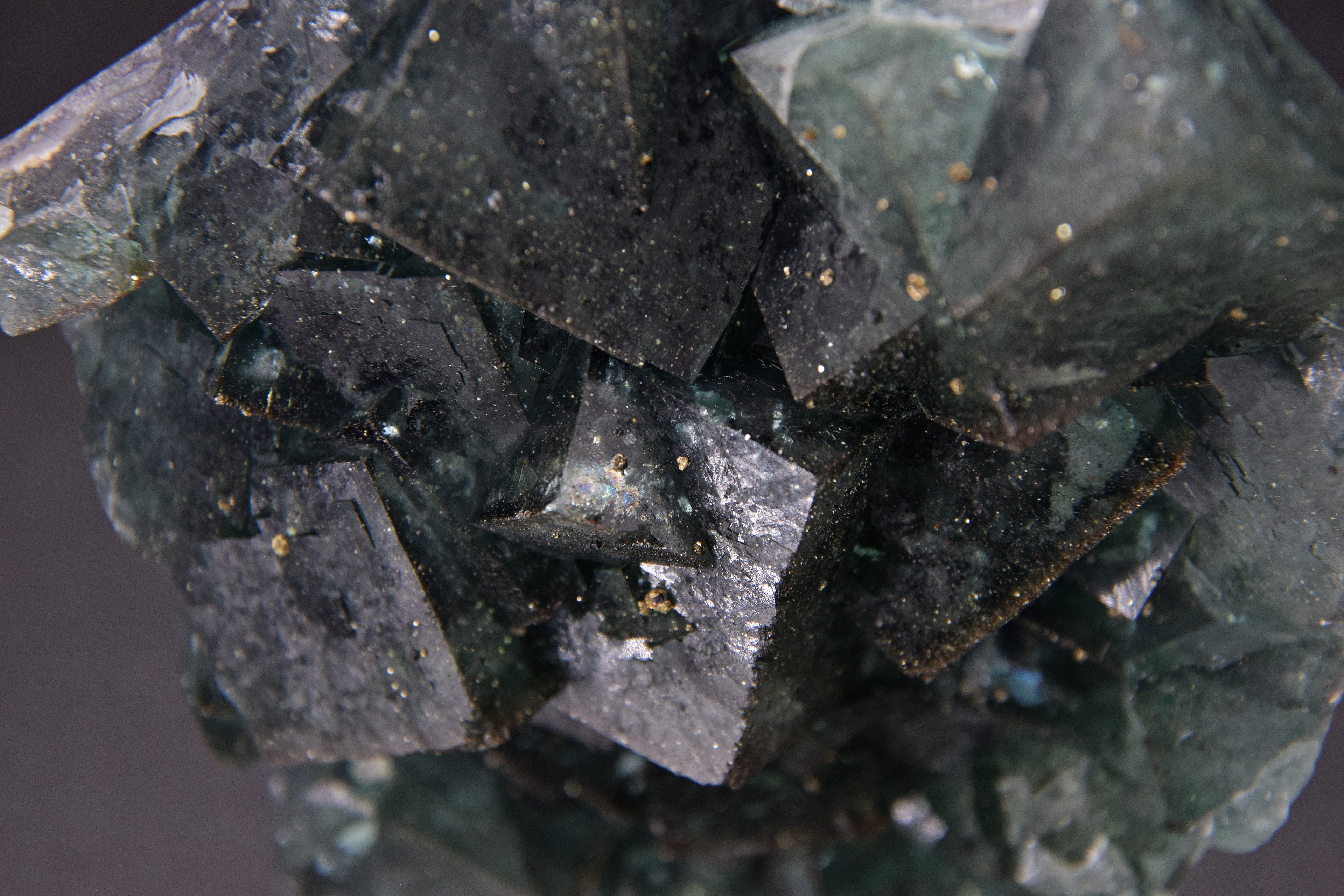 Fluorite (UV) & Pyrite - Nigeria (Small Cabinet; 9 x 8 x 3 cm; 239 g)