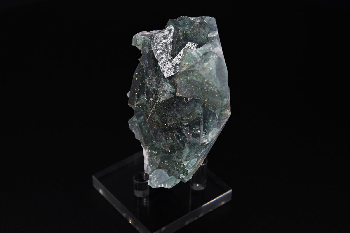Fluorite (UV) & Pyrite - Nigeria (Small Cabinet; 9 x 8 x 3 cm; 239 g)